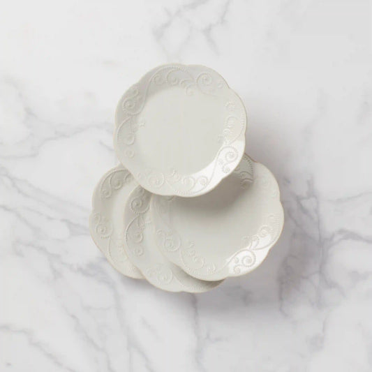 French Perle White 4-Piece Dessert Set