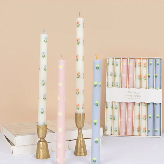 Floral Table Candles, Set of 8
