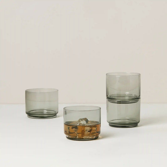 Tuscany Classics Stackable Smoke Short Glasses, Set of 4