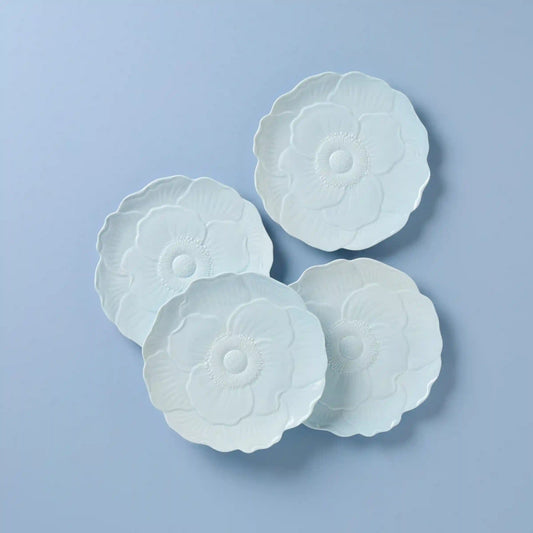 Butterfly Meadow Floral Blue Accent Plates, Set of 4
