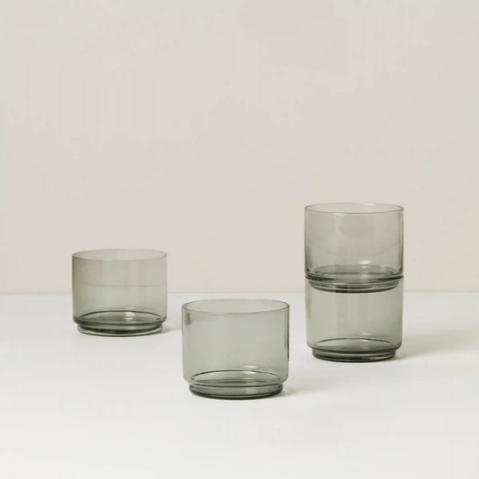 Tuscany Classics Stackable Smoke Short Glasses, Set of 4