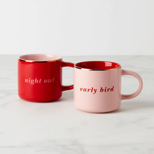 Two of a Kind Early Bird & Night Owl Mugs, Set of 2