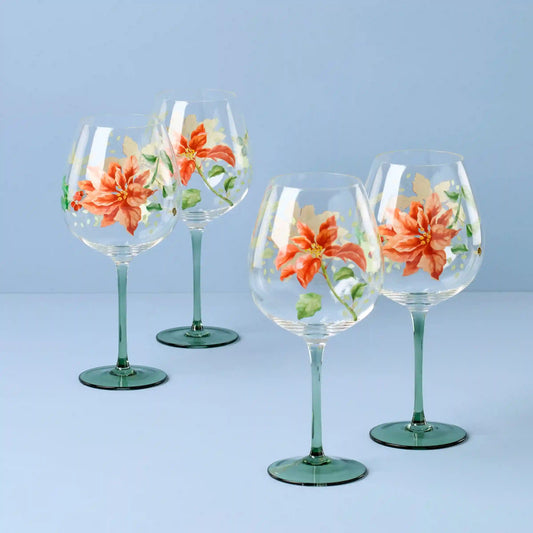 Butterfly Meadow Holiday Balloon Glasses, Set of 4