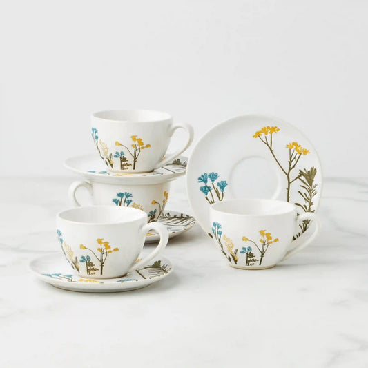 Wildflowers 8-Piece Espresso Cups & Saucers Set