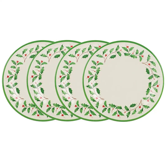Holiday Melamine Dinner Plates, Set of 4