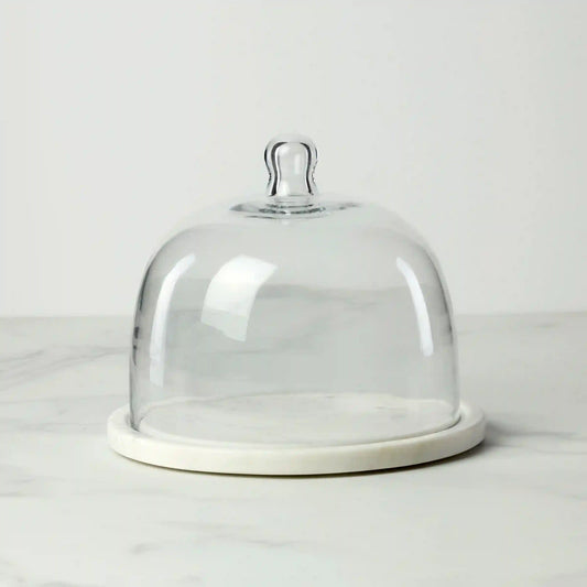 White Marble and Glass Cloche