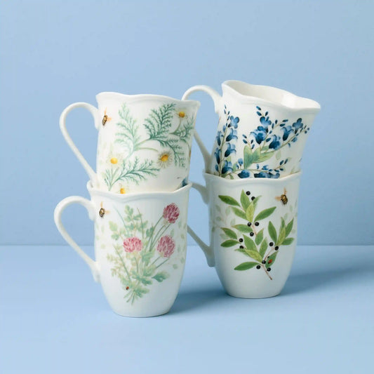 Butterfly Meadow Herbs Mugs, Set of 4