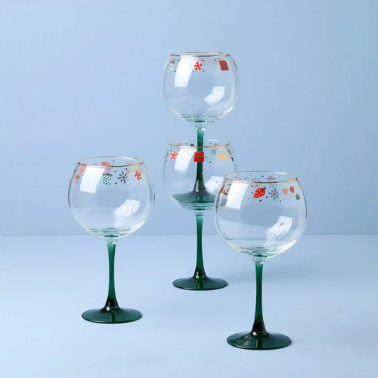 Nutcracker Ballet Balloon Wine Glasses, Set of 4