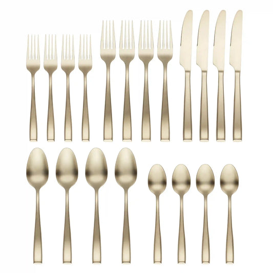 Samira Champagne Satin 20-Piece Flatware Set