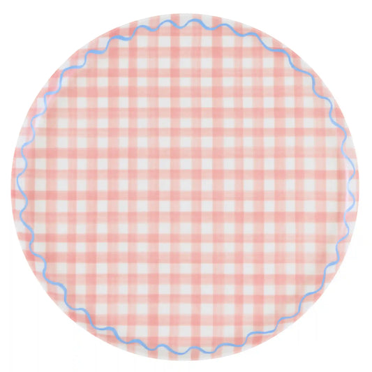 Gingham Reusable Large Plates, Set of 6