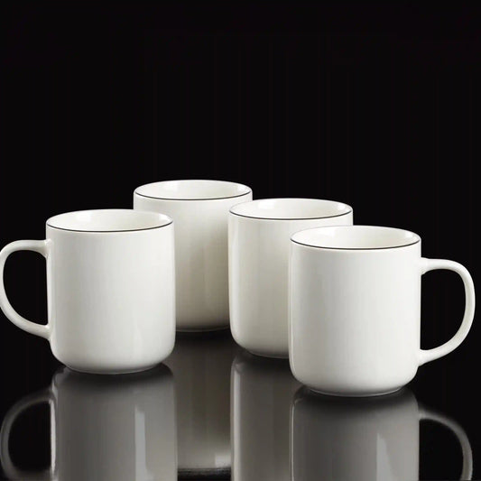 24 Seven Black Rim Mugs, Set of 4