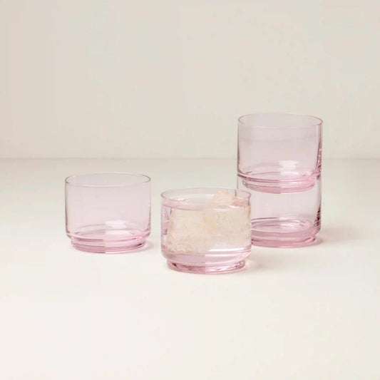Tuscany Stackable Blush Short Glasses, Set of 4