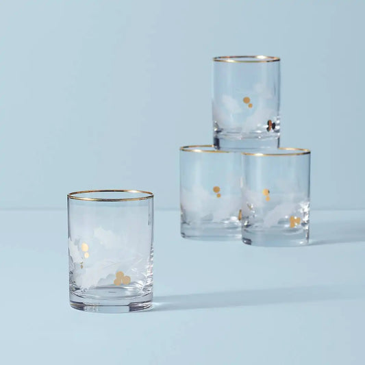 Holiday Gold Double Old-Fashioned Glasses, Set of 4