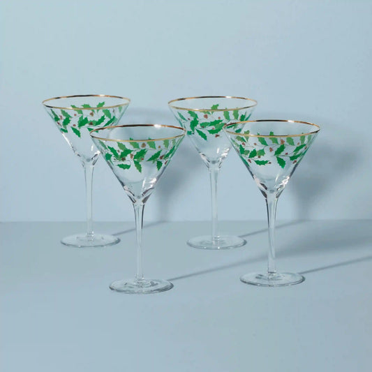 Holiday Martini Glasses, Set of 4