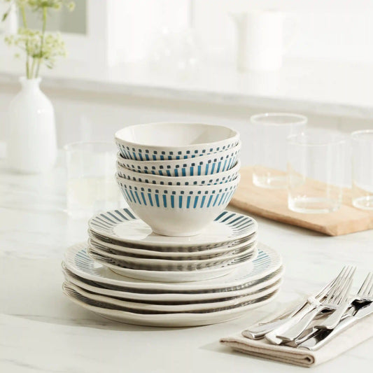 Artisanal Stripe 12-Piece Dinnerware Set