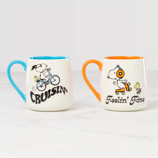 Peanuts Mugs Cruisin'-Feelin' Fine, Set of 2